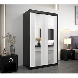 Abiks Meble Armoire Pole à portes coulissantes 200/120/62 2 portes (noir/blanc)