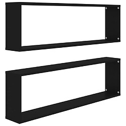 vidaXL Étagères cube murales 2 pcs noir 100x15x30 cm bois d'ingénierie