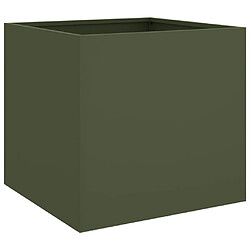 Acheter Maison Chic Lot de 2 Jardinières,Bac à fleurs - pot de fleur vert olive 42x40x39 cm acier laminé à froid -GKD87079