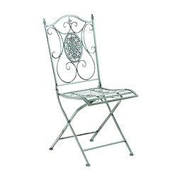 Decoshop26 Lot de 2 chaises de jardin balcon terrasse design rustique pliable en métal vert vieilli 10_0002875