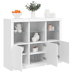 Maison Chic Lot de 3 Commode Buffet - Meuble de rangements avec lumières LED blanc bois d'ingénierie -GKD41512