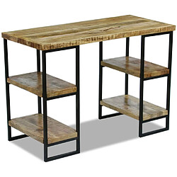 Helloshop26 Bureau table poste de travail meuble d'ordinateur informatique étude en bois de manguier 110 x 50 x 76 cm brun 02_0023779