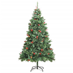 vidaXL Sapin de Noël artificiel avec pommes de pin et baies 210 cm