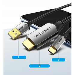 GUPBOO Adaptateur VENTION Type-C -- HDMI 4K + Alimentation USB 2m,JL1579