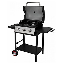 Barbecue gaz sur pied 3 feux 10.500w noir - 335541 - SOMAGIC