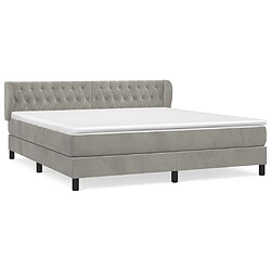 Maison Chic Lit adulte- Lit + matelas,Sommier à lattes de lit et matelas Gris clair 180x200cm Velours -GKD36329