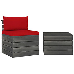 Maison Chic Salon palette de jardin 2 pcs avec coussins,Table et Chaises d'extérieur,Mobilier de jardin Bois de pin massif -MN69846