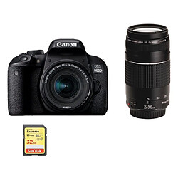 CANON EOS 800D KIT EF-S 18-55mm F4-5.6 IS STM+ EF 75-300mm F4-5.6 III + 32G SD card