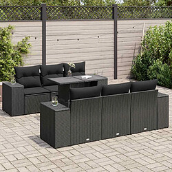 vidaXL Salon de jardin 7 pcs avec coussins noir résine tressée