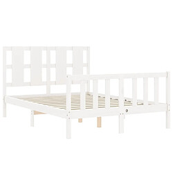 Maison Chic Cadre/structure de lit avec tête de lit pour adulte - Lit Moderne Chambre blanc 140x200 cm bois massif -MN73641 pas cher