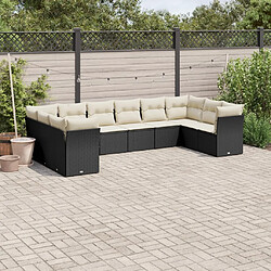 Maison Chic Salon de jardin 10 pcs avec coussins | Ensemble de Table et chaises | Mobilier d'Extérieur noir résine tressée -GKD70509