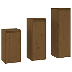 Maison Chic Meubles TV 3 pcs pour salon Marron miel Bois massif de pin -MN99438