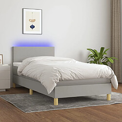 vidaXL Sommier à lattes de lit avec matelas et LED Gris clair 80x200cm