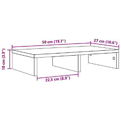 vidaXL Support de moniteur gris béton 50x27x10 cm bois d'ingénierie pas cher