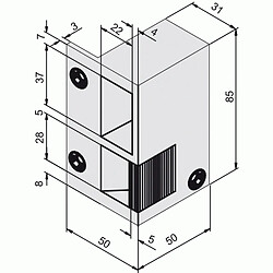 Metalux Gâche électriques en applique - bronze pour serrures horizontales n°0, hauteur 85 mm main droite