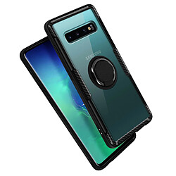 Avizar Coque Samsung Galaxy S10 Bi-matière Bague Support Vidéo Finition carbone - Noir