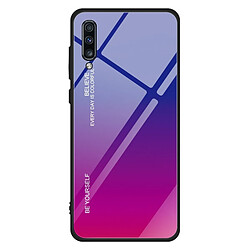 Wewoo Coque Pour le boîtier en verre de couleur dégradé Galaxy A70 rouge bleu