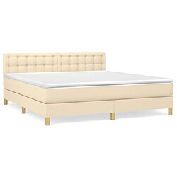 vidaXL Sommier à lattes de lit avec matelas Crème 160x200 cm Tissu