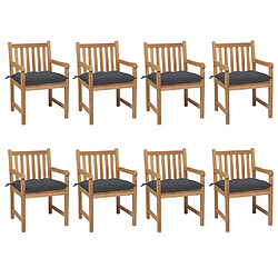 Maison Chic Lot de 8 Chaises de jardin avec coussins | Fauteuil chaises d'extérieur anthracite Teck solide -GKD54581