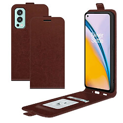 Coque en TPU + PU crazy horse avec porte-cartes marron pour votre OnePlus Nord 2 5G