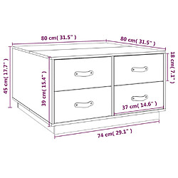 vidaXL Table basse Noir 80x80x45 cm Bois massif de pin pas cher