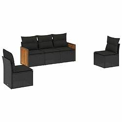 Maison Chic Salon de jardin 5 pcs avec coussins | Ensemble de Table et chaises | Mobilier d'Extérieur noir résine tressée -GKD92028