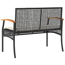 Maison Chic Banc de jardin | Chaise de jardin avec coussin noir résine tressée et acacia -GKD75726 pas cher