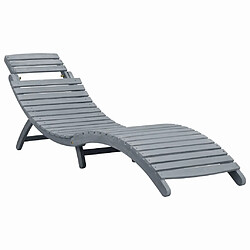 Helloshop26 Transat chaise longue bain de soleil lit de jardin terrasse meuble d'extérieur 190 cm avec coussin bois d'acacia solide gris 02_0012471