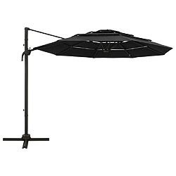 vidaXL Parasol de jardin à 4 niveaux avec mât en aluminium noir 3x3 m