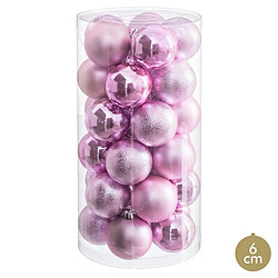 BigBuy Home Boules de Noël Rose Plastique Ø 6 cm (30 Unités)