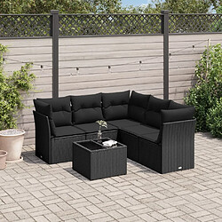 Maison Chic Salon de jardin 6 pcs avec coussins | Ensemble de Table et chaises | Mobilier d'Extérieur noir résine tressée -GKD83371