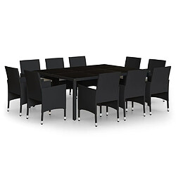 vidaXL Ensemble à dîner de jardin 11 pcs Résine tressée Noir