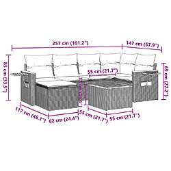 Acheter vidaXL Salon de jardin 7 pcs avec coussins noir résine tressée