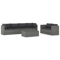 Maison Chic Salon de jardin 7 pcs + coussins - Mobilier/Meubles de jardin - Table et chaises d'extérieur Résine tressée Gris -MN42446