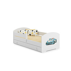 HT MEUBLES Lit enfant LOU avec tiroir balustrade et matelas inclus