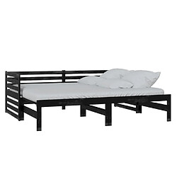 vidaXL Lit coulissant sans matelas noir 2x(90x200) cm