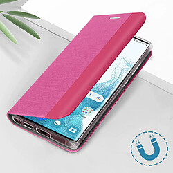 Avizar Étui Galaxy S22 Ultra Tissu Support Vidéo Porte-carte Collection sensitive Rose pas cher