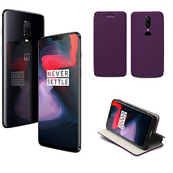 One Plus 6 4G : Etui violet Slim Style Cuir avec stand - Housse noire coque anti choc de protection smartphone pour OnePlus 6 smartphone 2018 - Accessoires pochette case XEPTIO