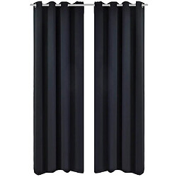 vidaXL 2 pcs Rideau Blackout Occultant Noir avec Œillets en métal 135x245cm