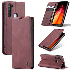 Caseme Etui en PU + TPU auto-absorbé avec support rouge vin pour votre Xiaomi Redmi Note 8