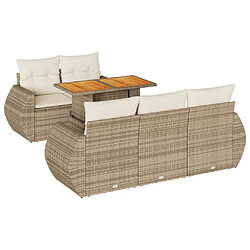 vidaXL Salon de jardin avec coussins 6 pcs beige résine tressée