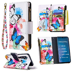 Etui en PU fermeture éclair à motifs avec support et plusieurs porte-cartes papillon pour votre Xiaomi Mi CC9 Pro/Mi Note 10/Mi Note 10 Pro