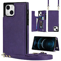 Coque en TPU + PU avec fonction de blocage RFID anti-vol, auto-absorbée violet pour votre iPhone 13 6.1 pouces