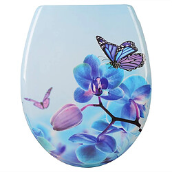 Helloshop26 Abattant WC de toilette avec abaissement automatique en duroplastique motif papillon-violet 19_0000694