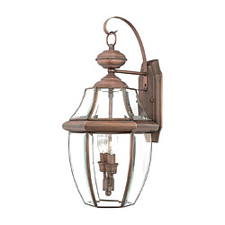 Elstead Lighting Applique murale extérieur Newbury Laiton Cuivre Matériau : Laiton Coloris : Cuivre Nombre d'ampoules : 2 Type d'ampoule : E14 Puissance max par ampoule (W) : 60 Ampoules incluses : Non IP : 44 Hauteur en Cm : 53.1 Largeur en