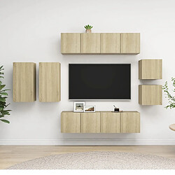 Maison Chic Ensemble de meubles TV 8 pcs | Banc TV Moderne pour salon | Meuble de Rangement - Chêne sonoma Aggloméré -MN63152