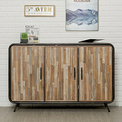 Paris Prix Buffet 3 Portes en Teck Industriel Fusion 140cm Naturel