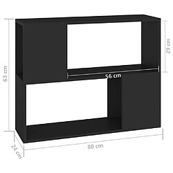 vidaXL Meuble TV Noir 80x24x63 cm Bois d'ingénierie pas cher