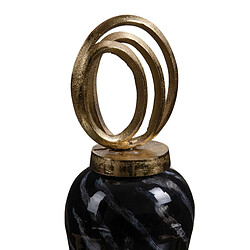 Avis BigBuy Home Vase Verre Noir Doré Métal 15 x 15 x 46 cm