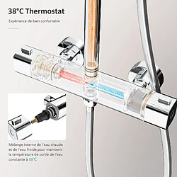 Acheter EMKE Système de Douche, Ensemble de Douche avec Douche à Effet Pluie et Douchette à Main, Ensemble de Colonne de Douche Thermostatique 38?, Pomme de Douche à 3 Types de Jets, Certifié KTW, Carré, Chromé